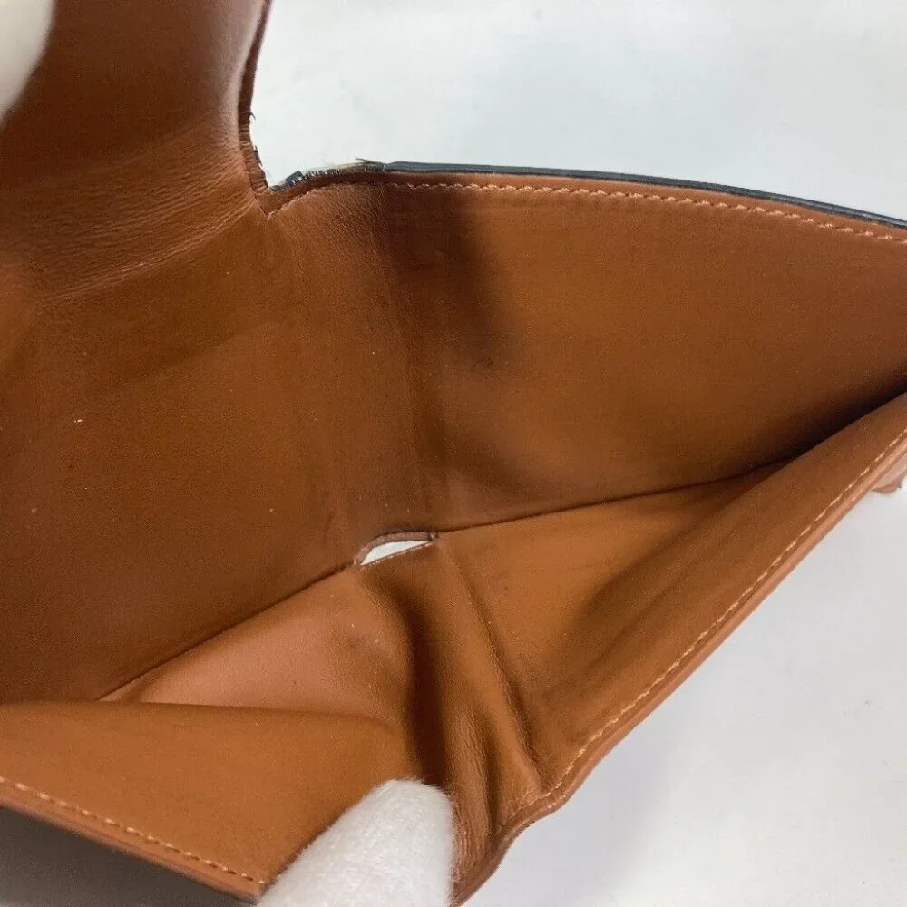 CELINE Card Case triomphe wallet with flap Folded wallet Leather Brown